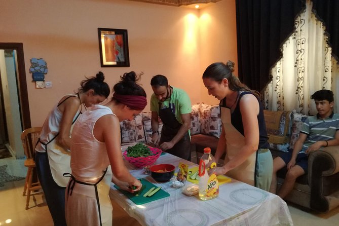 Suhaila (connecting through cooking) - Cooking soup, vegetables, and traditional dips