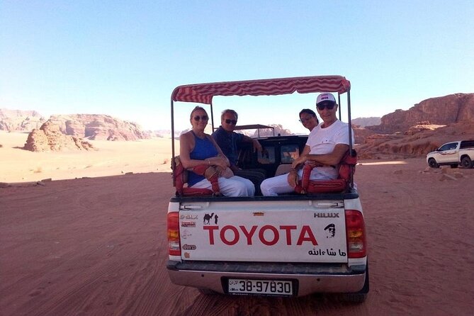 Wadi Rum trip from Aqaba, round trip, includes a 2 -hour jeep - From Aqaba’s Red Sea coast to Wadi Rum’s red sand